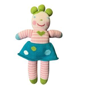 Blabla Kids April Knit Doll Cotton Plush Retired Green Heart Striped Rare 15inch